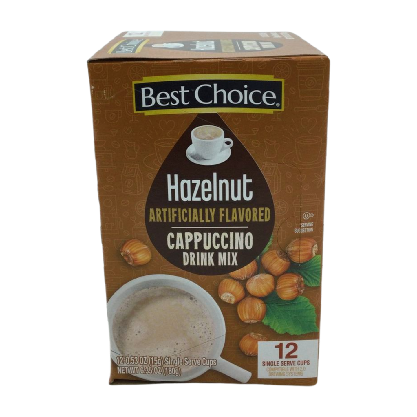 Hazelnut Cappuccino KCups/Pods, Best Choice Brand, Box of 12 cups Ca