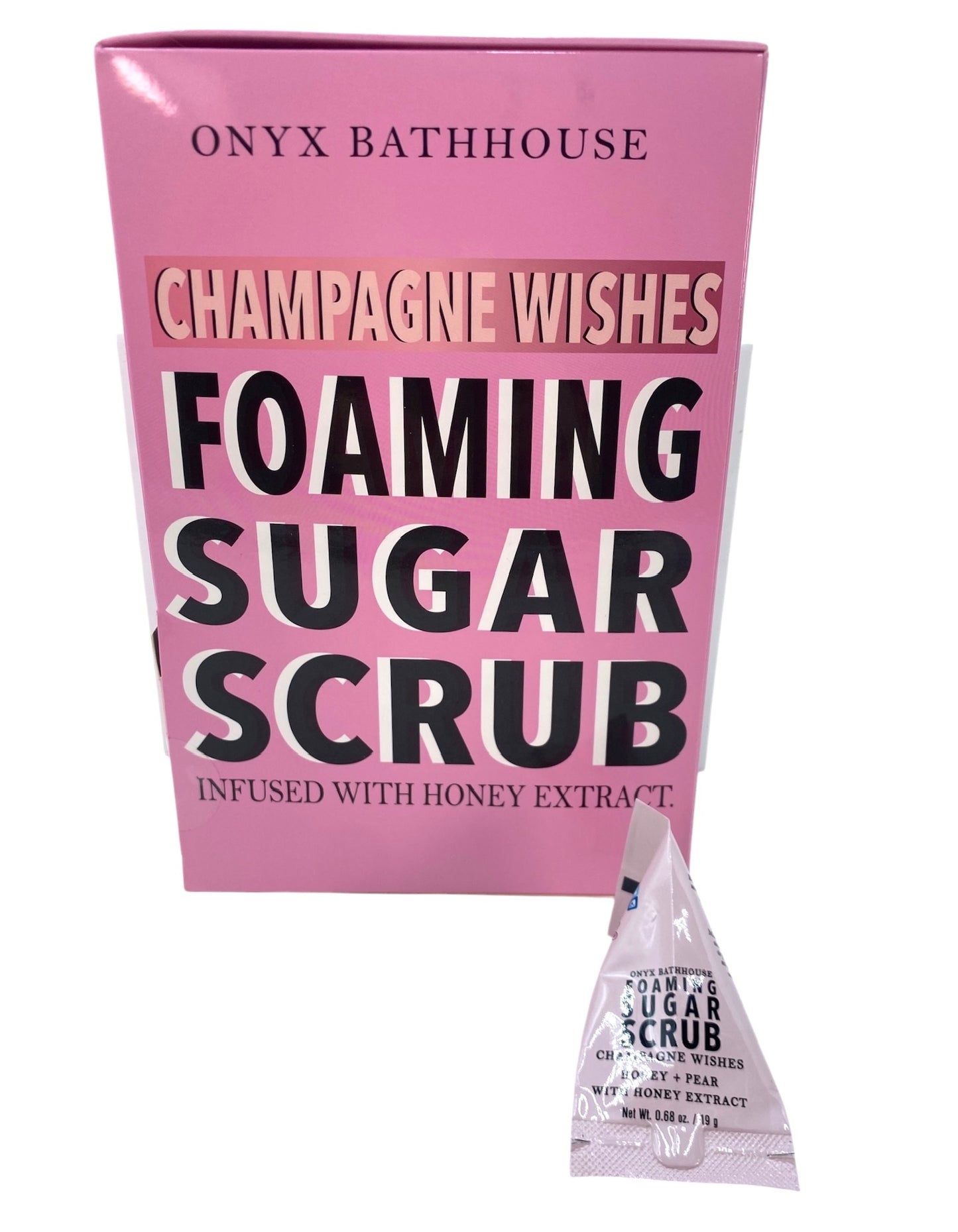 Foaming Scrub Mini Packet.  0.68 oz packet.  Box of 34 packets.  Case of 2 boxes.