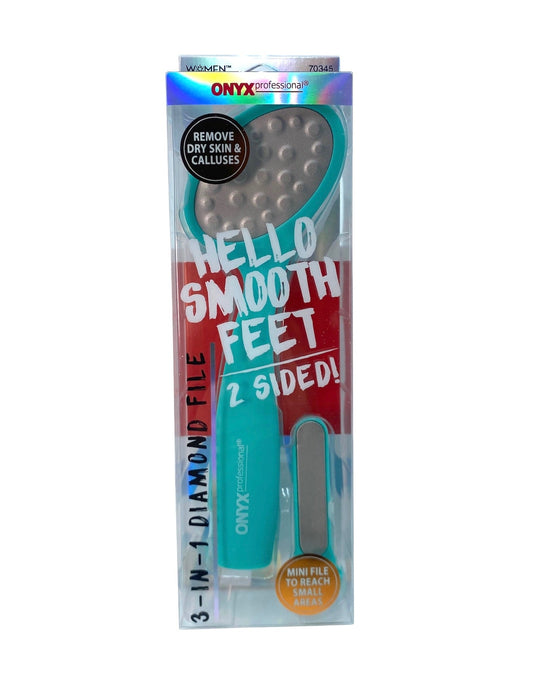 Hello Smooth Feet 3-in-1 Diamond File Set. Case of 4 file sets.