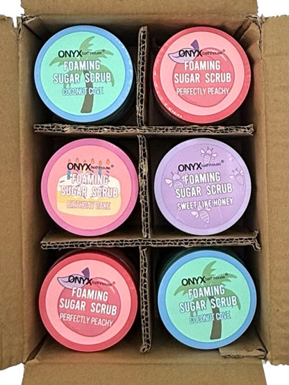 Onyx Professional Foaming Sugar Scrub.  4 oz tub.  Case of 12 tubs.