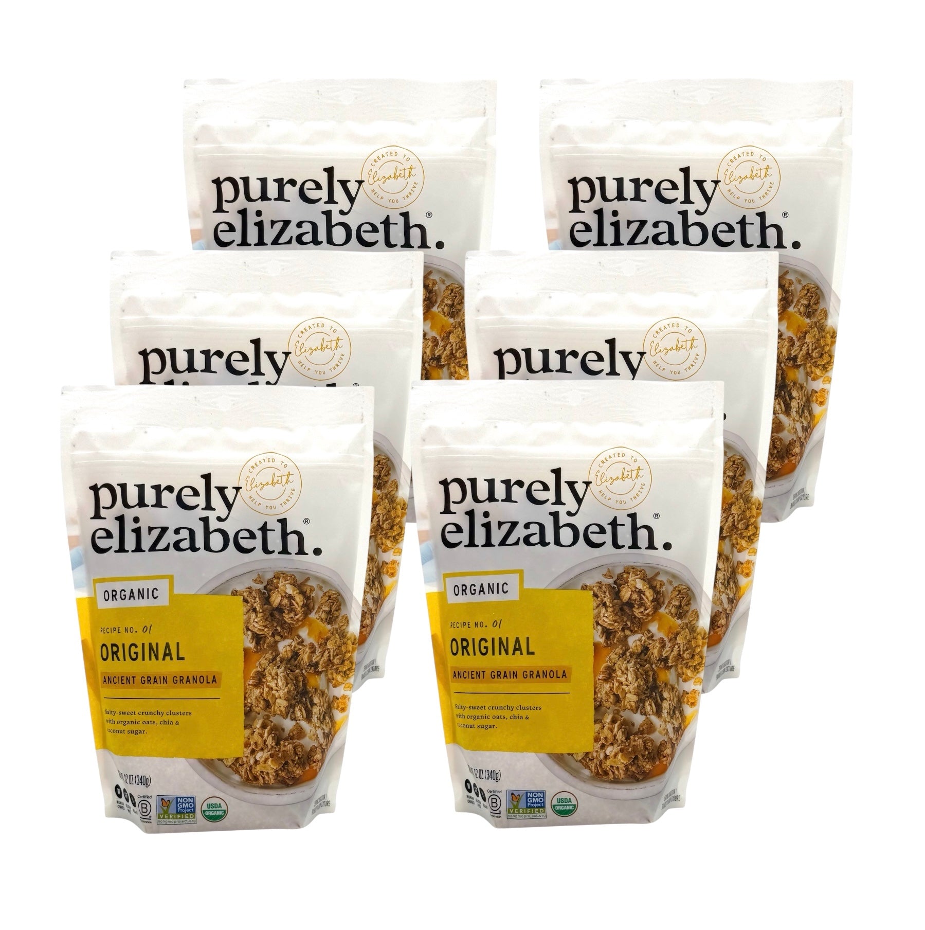 Original Ancient Grain Granola, Purely Elizabeth. 4oz Bag, Case of 10 Bags