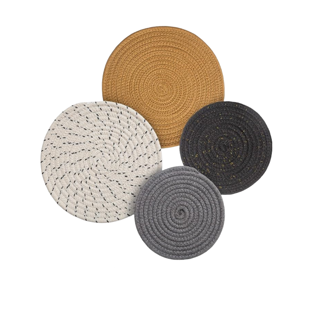 Round Cotton Trivets. Set of 4 Trivets. Assorted Colors