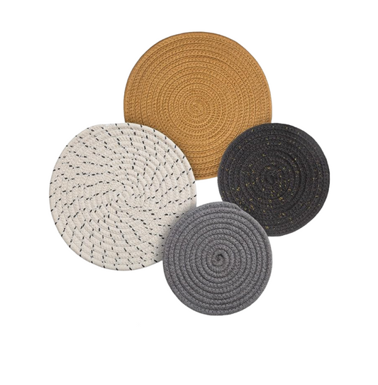 Round Cotton Trivets. Set of 4 Trivets. Assorted Colors