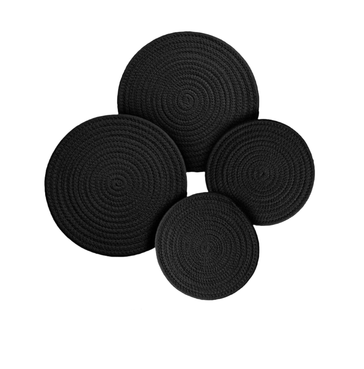 Round Cotton Trivets. Set of 4 Trivets. Assorted Colors