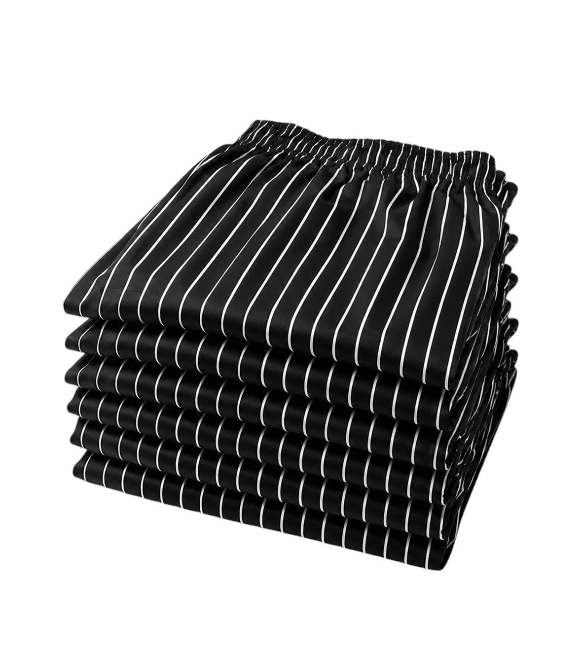 Black & White Striped Baggy Chef Pants, 100% Cotton - Bag of 6 Pairs