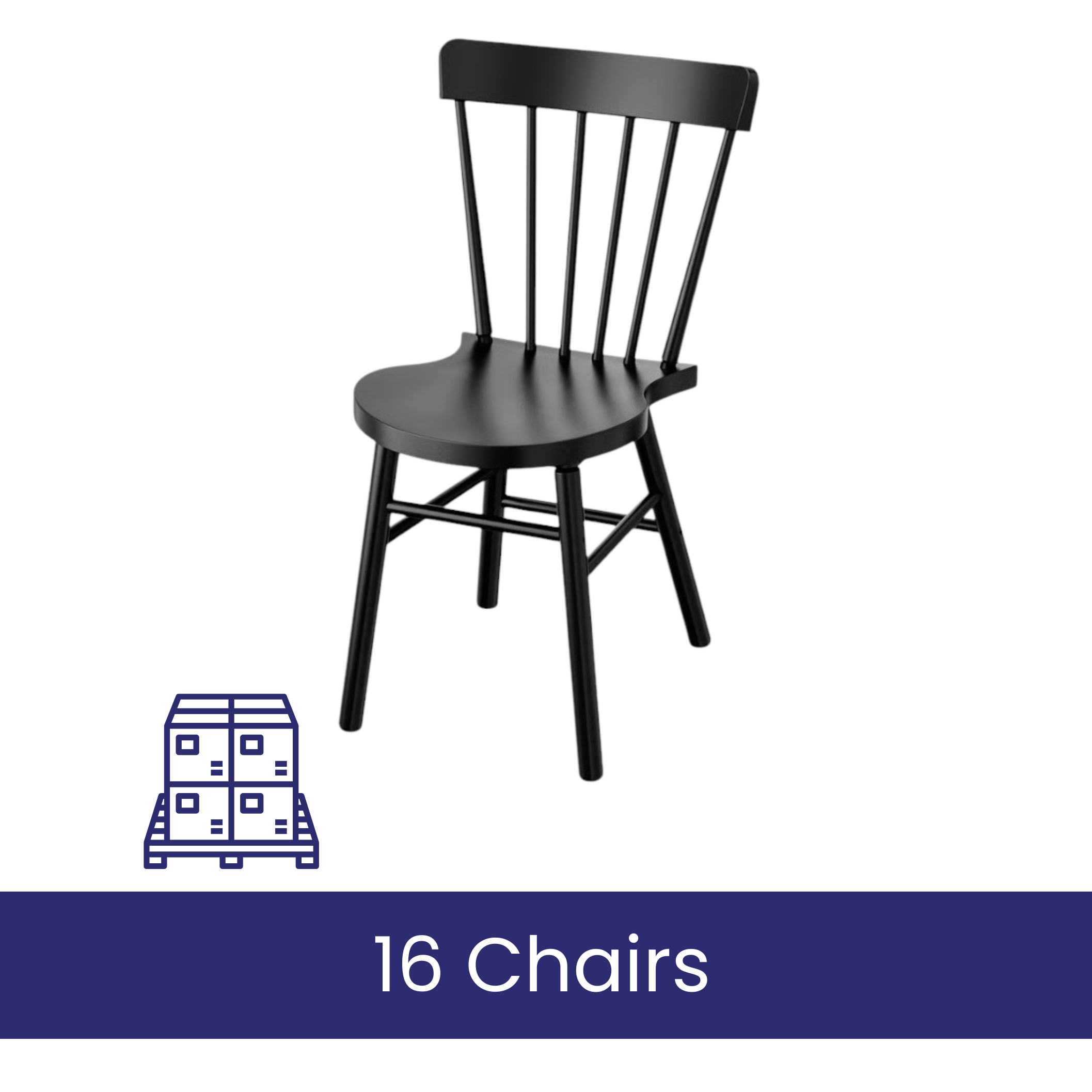 Pallet: Wood Chairs, Black - IKEA Norraryd, 16 Chairs
