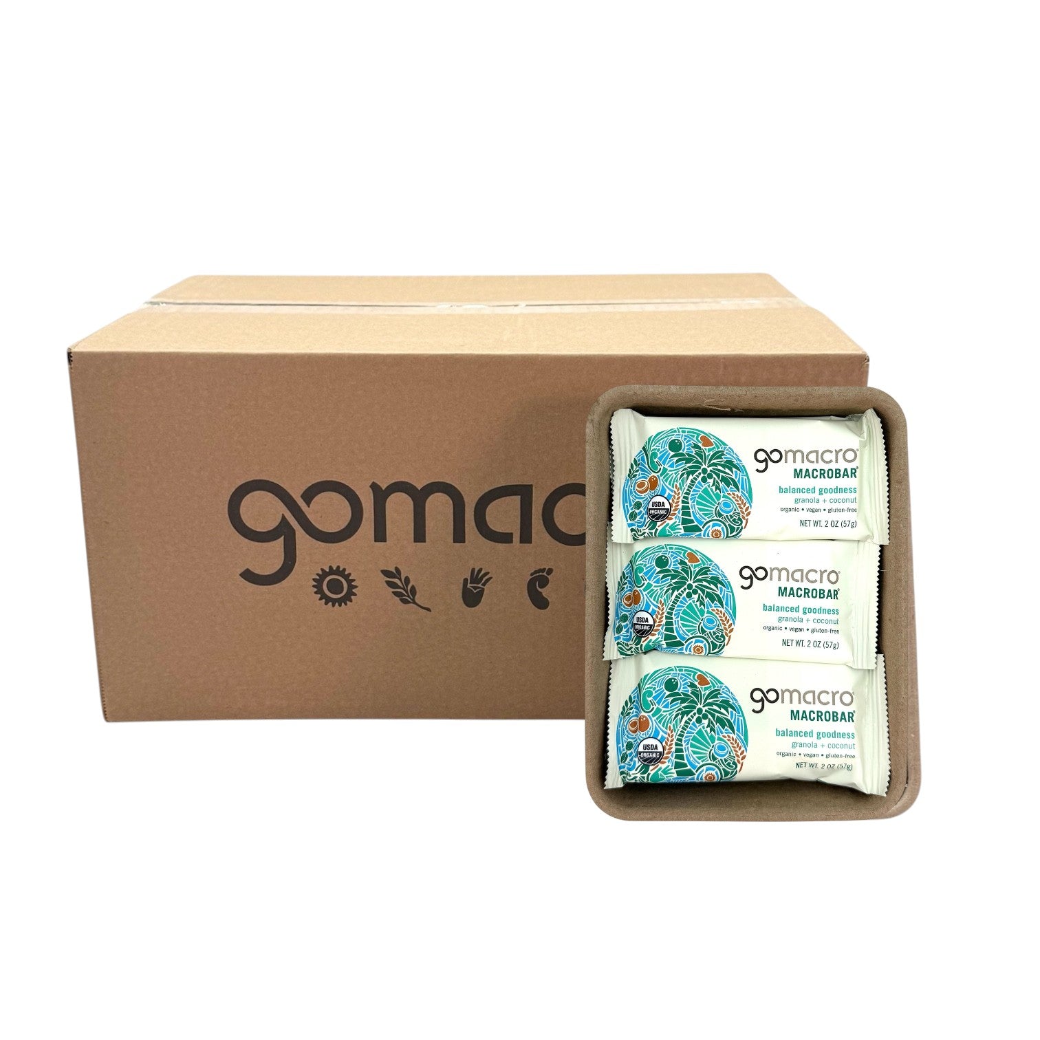 Granola + Coconut Protein Bars, Gluten Free, GoMacro Brand - Case of 144 Bars