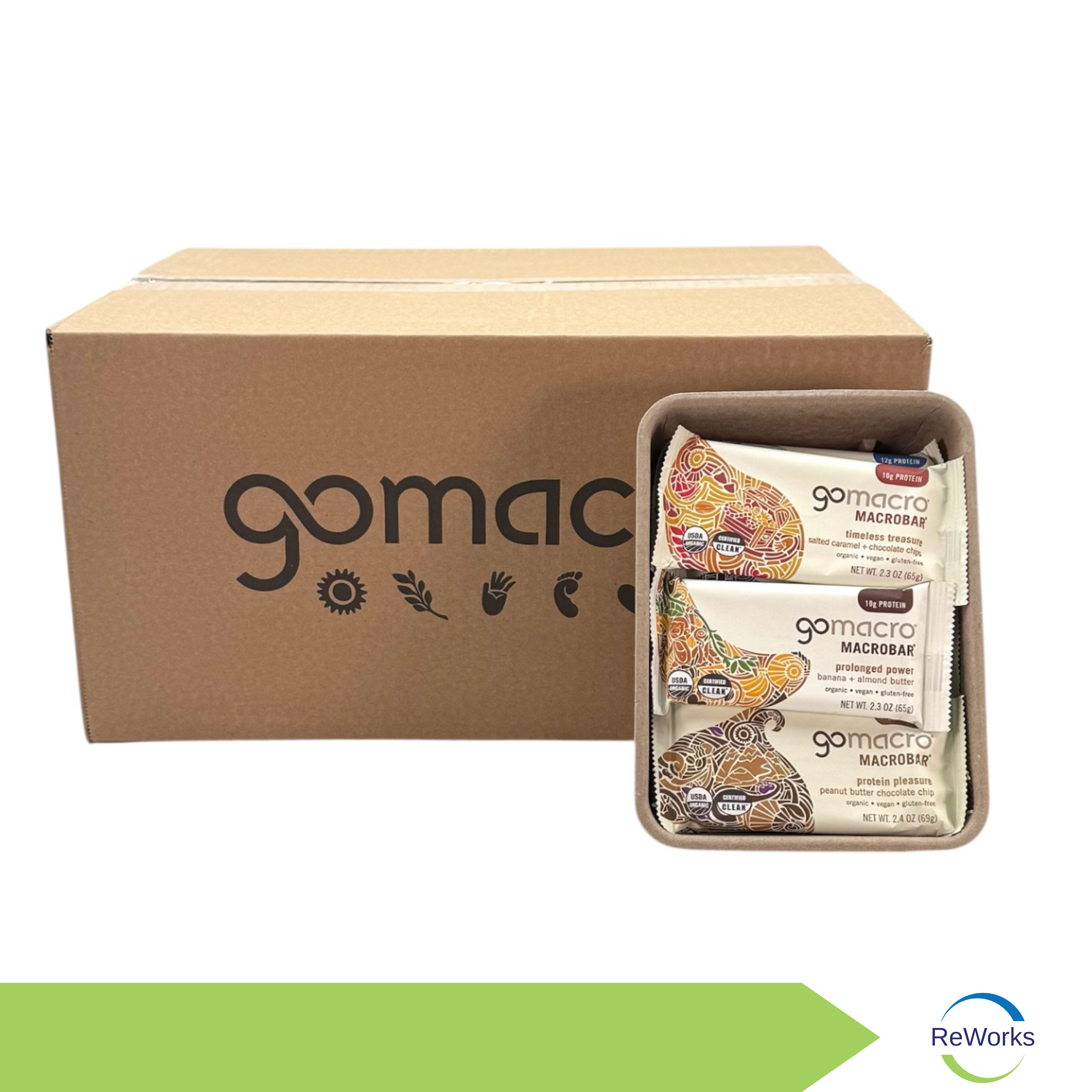 Protein Bars, Gluten Free, GoMacro Brand - Case of 144 Bars - ReWorks Collection