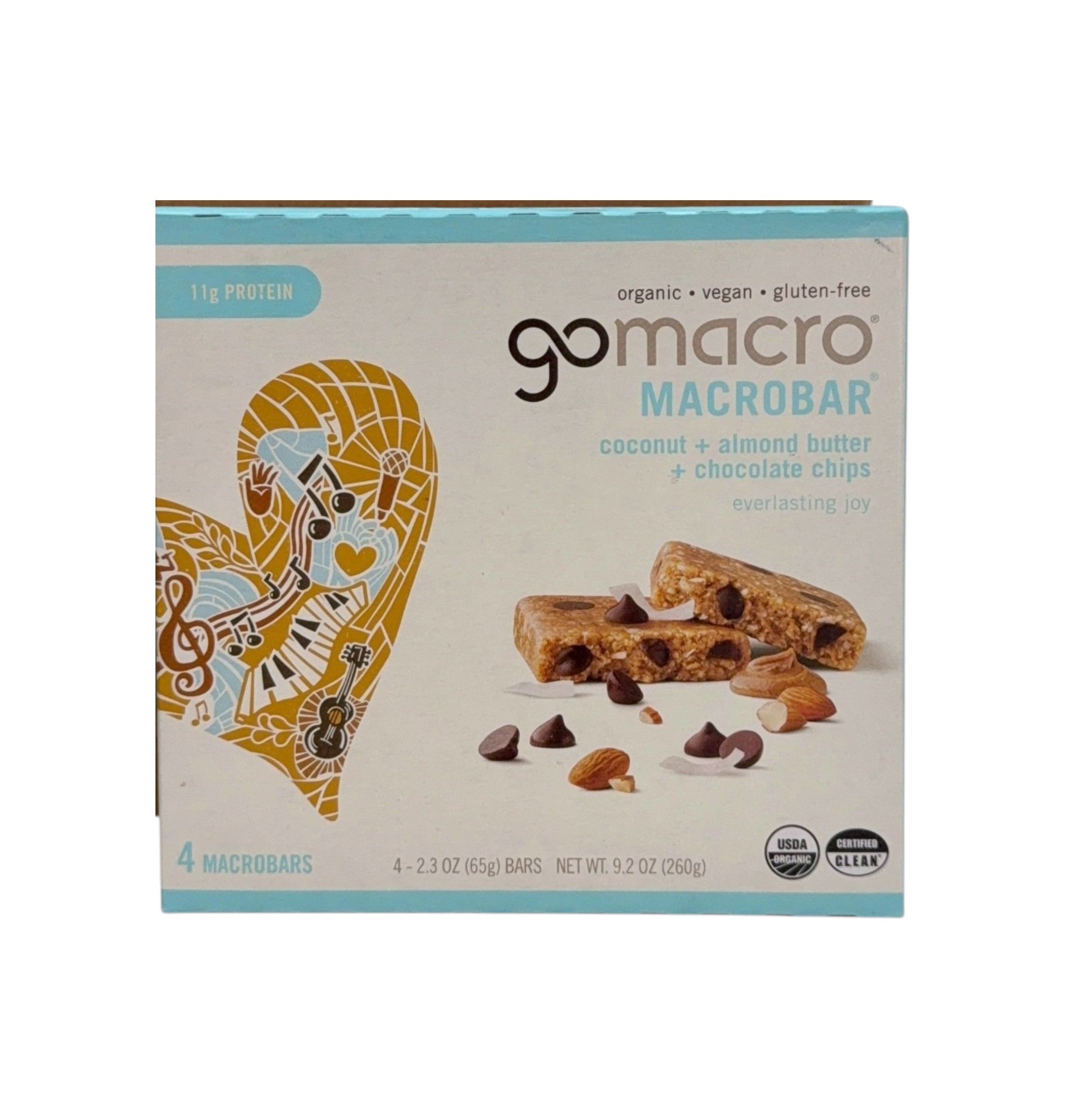 Coconut, Almond Butter + Chocolate Chips Protein Bars, Gluten Free, GoMacro Brand - Case of 28 Bars