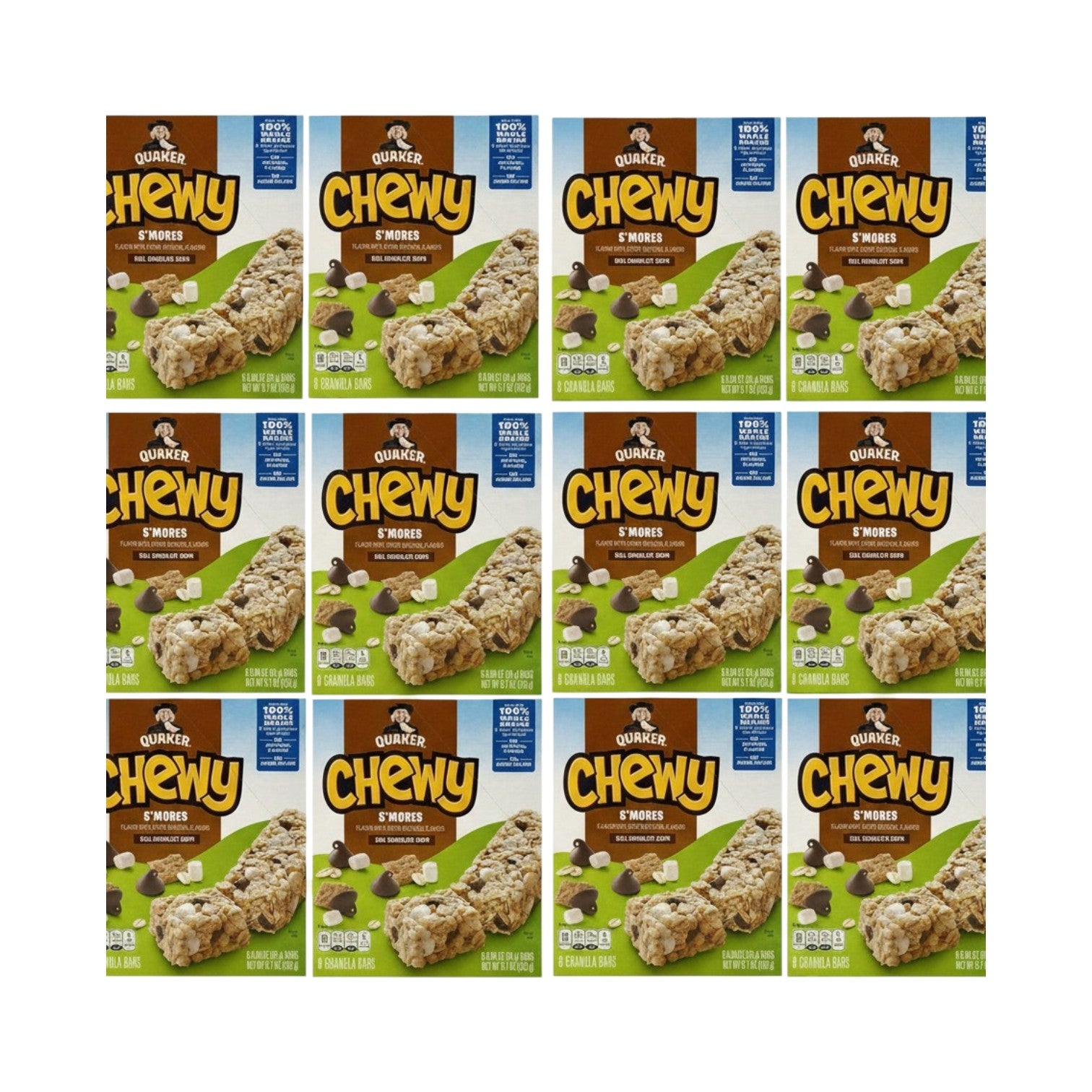 Quaker Chewy Granola Bars, S'mores - Pack of 8 Bars, Case of 12 Packs