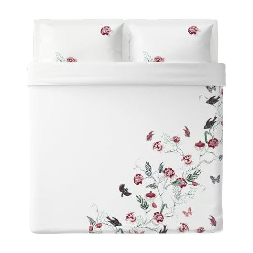 White Floral Duvet Cover and Pillowcases Set, Full / Queen - IKEA Jättelilja