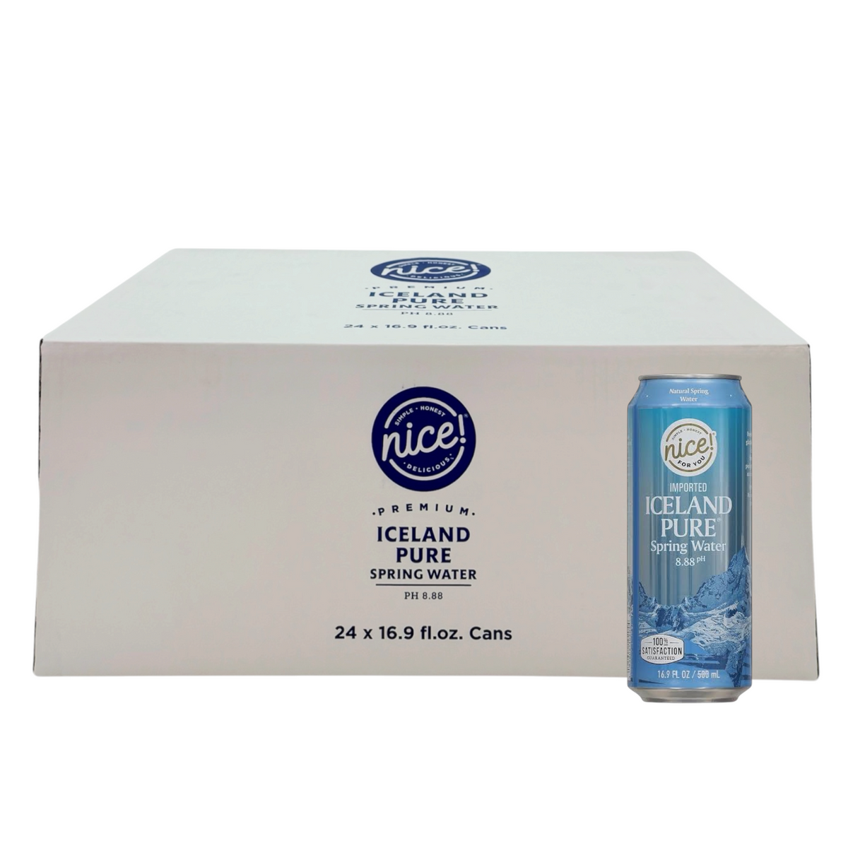 Iceland Pure Spring Water, 16.9 oz. Can, Nice! Brand- Case of 24 Cans