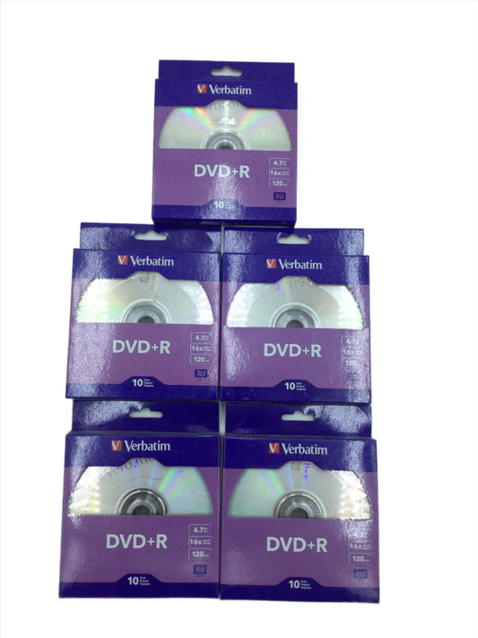 DVD-R 5 pack of 10 DVDs, Verbatim Brand (50 total)