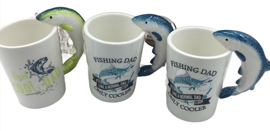 Mugs for Dad, "Dad Fishing" Assorted Styles. Case of 3