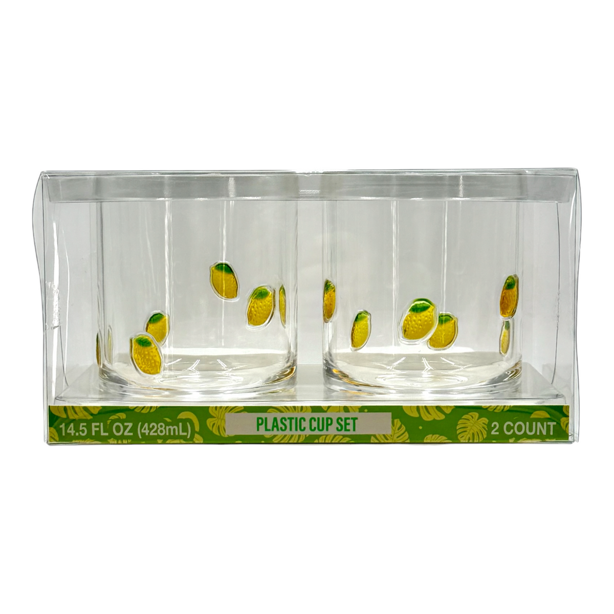 Lemon Motif Plastic 2-Cup Set - Case of 10 Sets of 2 (20 Cups)