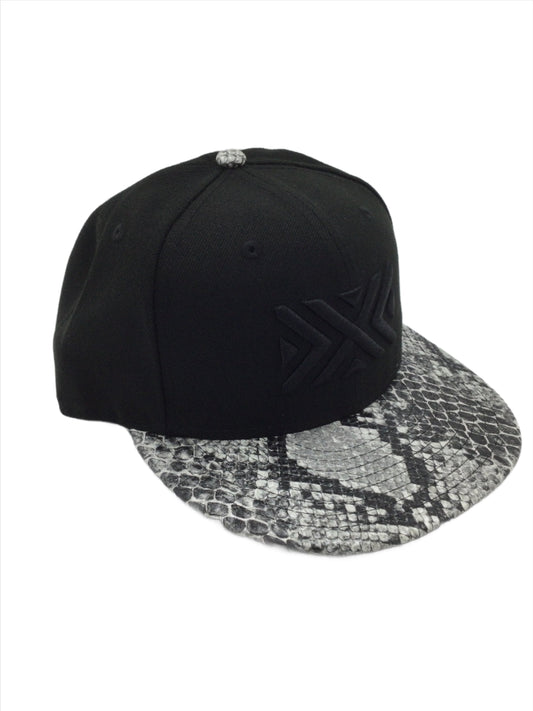 Snapback Hat, Black with Snakeskin Pattern: pack of 12 hats