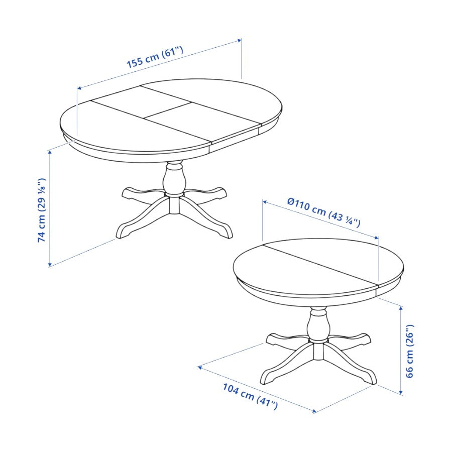 Round Extendable Dining Table, White - IKEA Ingatorp