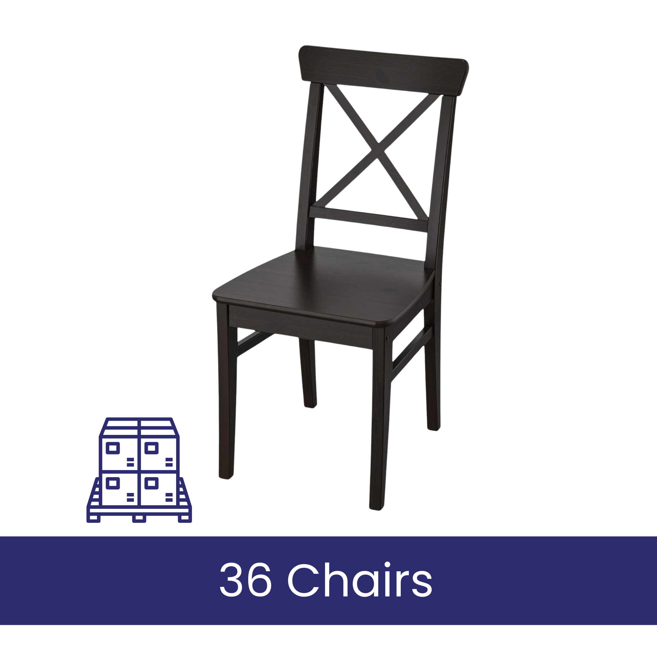 Pallet: Wood Chairs, Brown/Black - IKEA Ingolf, 36 Chairs