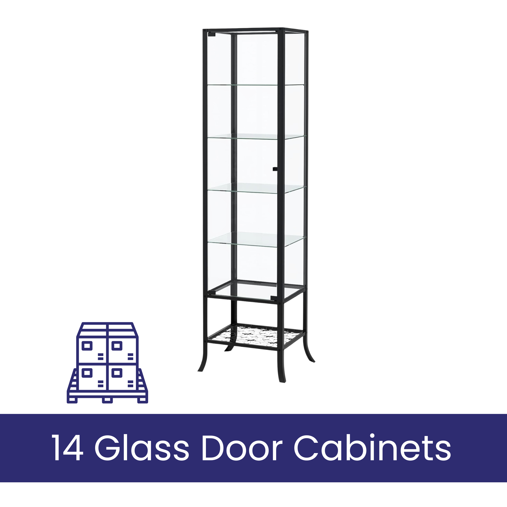 Pallet: Glass Door Cabinets, Black - IKEA Klingsbo, 14 Cabinets