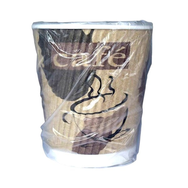 9 oz. Hot Cup, Ripple Café Design, Individually Wrapped - Case of 900 Cups