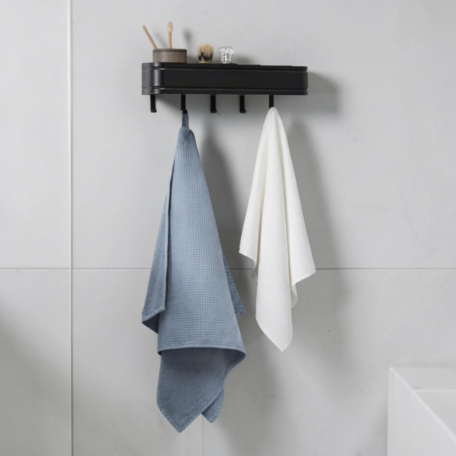 Wall Shelf With 5 Hooks, Black - IKEA Lillasjön